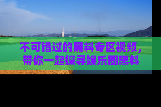 不可错过的黑料专区视频，带你一起探寻娱乐圈黑料
