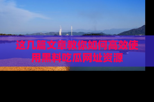 这几篇文章教你如何高效使用黑料吃瓜网址资源